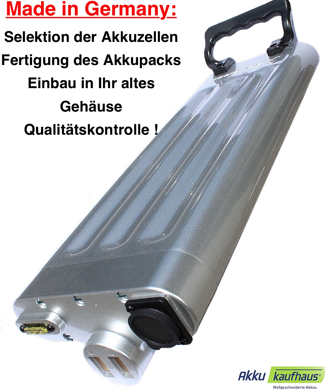 36V 10AH ebike LFP Akku Made in Germany (MiG) für Schachner silbernes Gehäuse inkl. Einbau in Ihr Ge