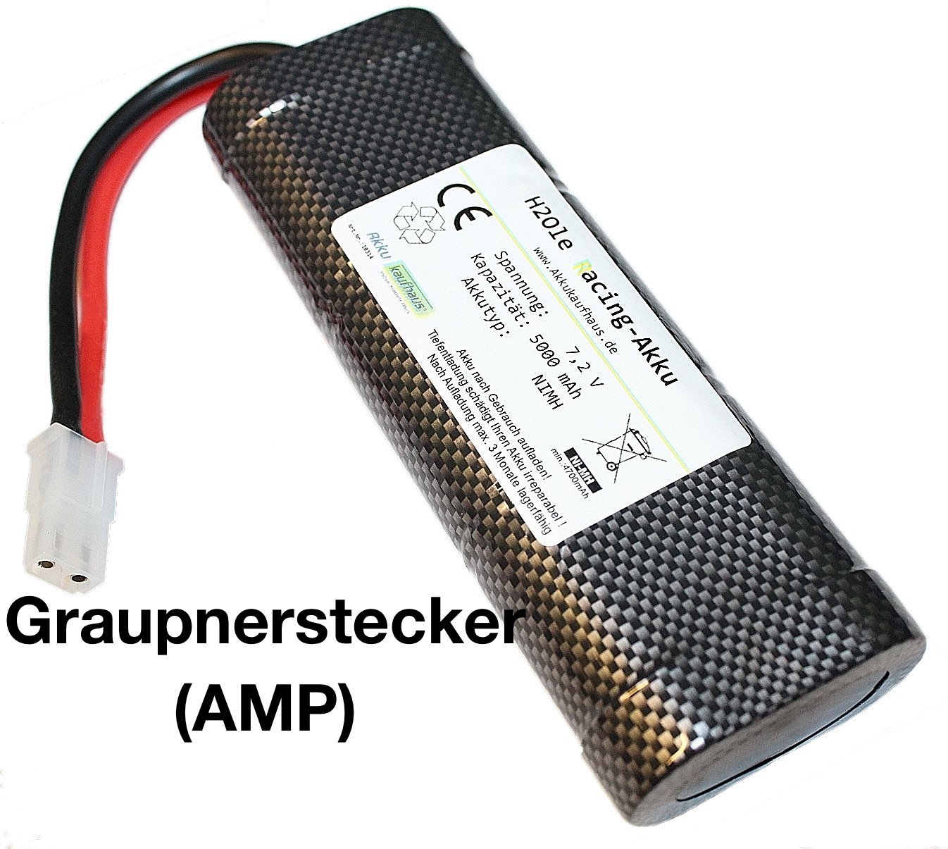 7,2V Racing Pack R/C Akkupack 5000mAh Qualitäts Akku Racing Graupner-AMP Stecker